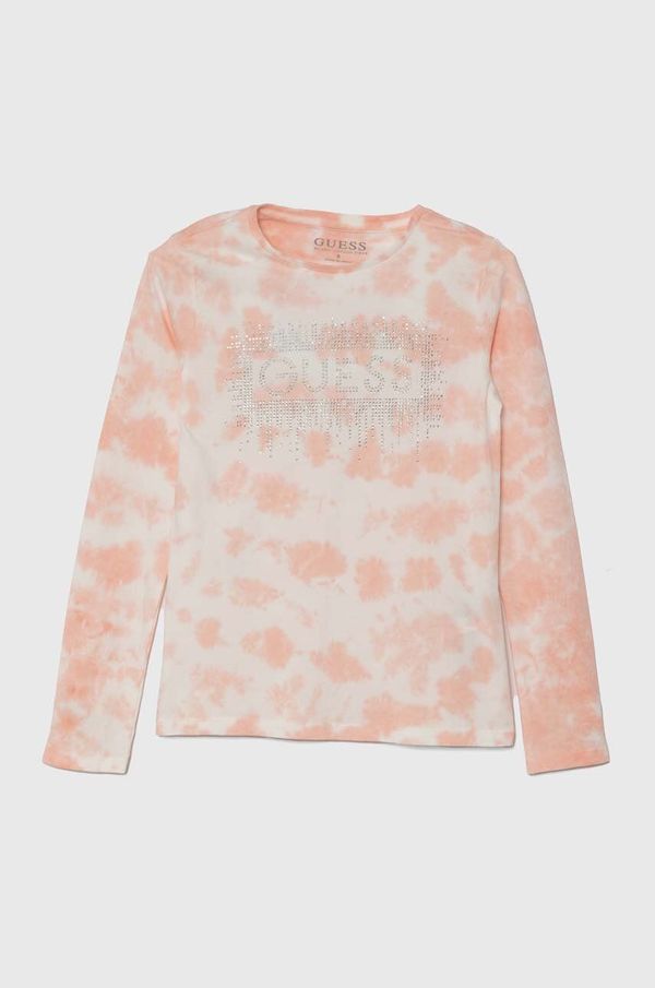 Guess Dječja pamučna majica dugih rukava Guess boja: narančasta, J4YI34 K8HM4