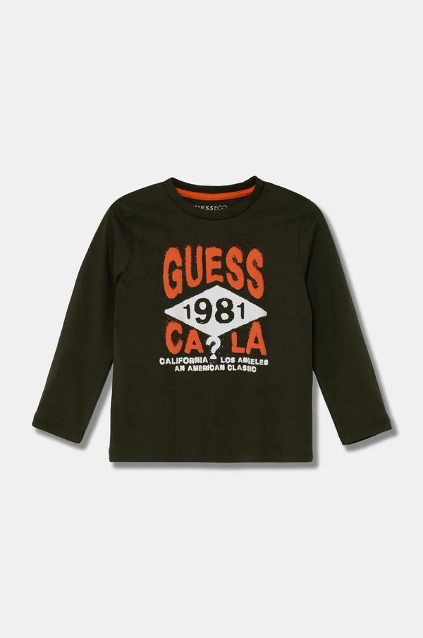 Guess Dječja pamučna majica dugih rukava Guess boja: narančasta, s tiskom, N4BI01 I3Z14