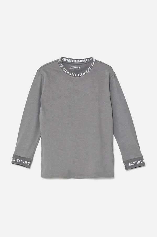 Guess Dječja pamučna majica dugih rukava Guess boja: siva, bez uzorka, L4BI21 KA260
