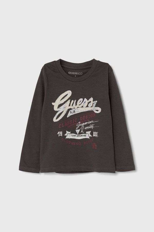 Guess Dječja pamučna majica dugih rukava Guess boja: siva, s tiskom, N4YI26 K8HM3