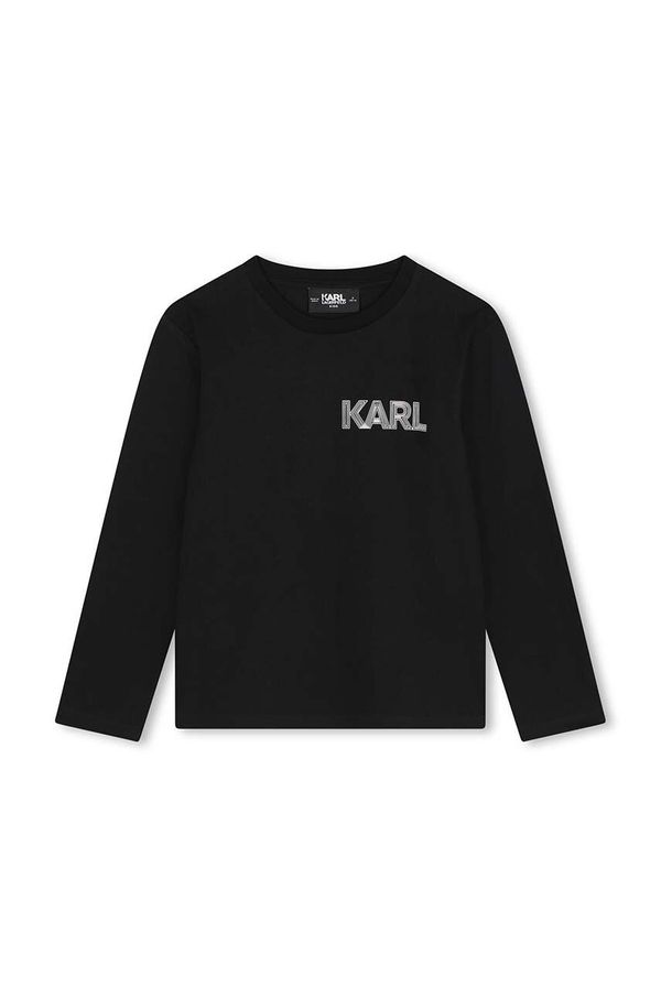 Karl Lagerfeld Dječja pamučna majica dugih rukava Karl Lagerfeld boja: crna, s tiskom, Z30243