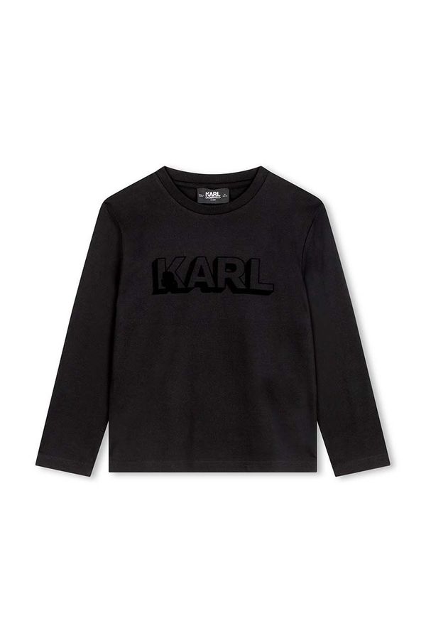 Karl Lagerfeld Dječja pamučna majica dugih rukava Karl Lagerfeld boja: crna, s tiskom, Z30357