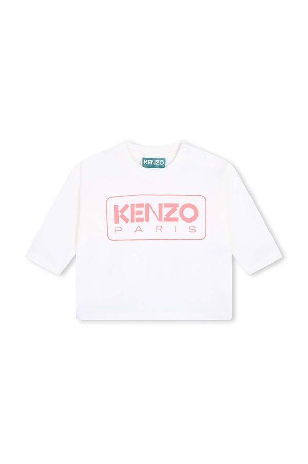 Kenzo kids Dječja pamučna majica dugih rukava Kenzo Kids boja: bež, K60489