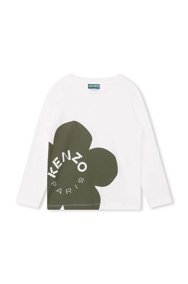 Kenzo kids Dječja pamučna majica dugih rukava Kenzo Kids boja: bijela, s tiskom