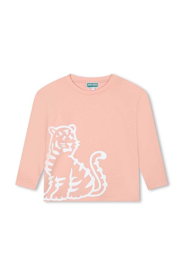 Kenzo kids Dječja pamučna majica dugih rukava Kenzo Kids boja: ružičasta
