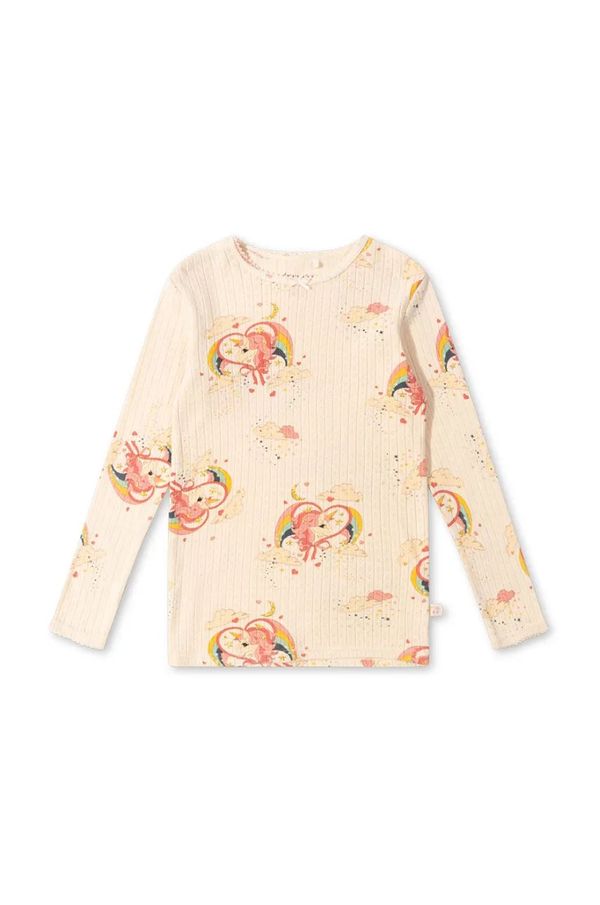 Konges Sløjd Dječja pamučna majica dugih rukava Konges Sløjd MINNIE GLITTER BLOUSE GOTS boja: bež, KS102053