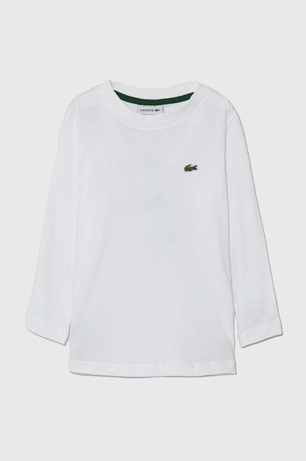 Lacoste Dječja pamučna majica dugih rukava Lacoste boja: bijela, bez uzorka