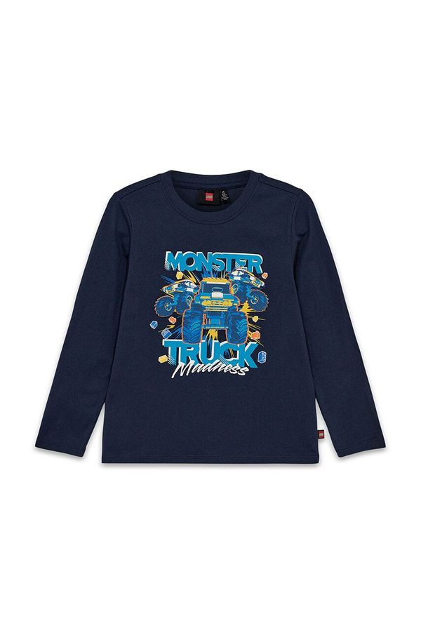 Lego Dječja pamučna majica dugih rukava Lego LWTANO 610 boja: tamno plava, s tiskom, 12011321