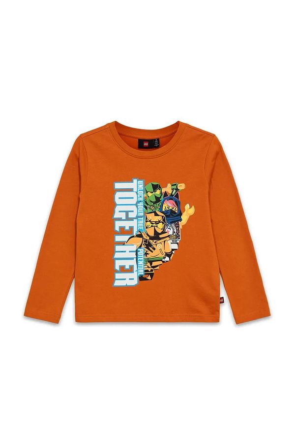 Lego Dječja pamučna majica dugih rukava Lego LWTANO 702 boja: narančasta, s tiskom, 12011344