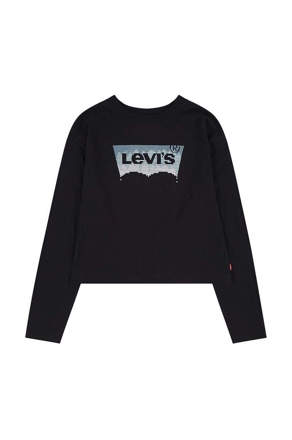 Levi's Dječja pamučna majica dugih rukava Levi's boja: crna