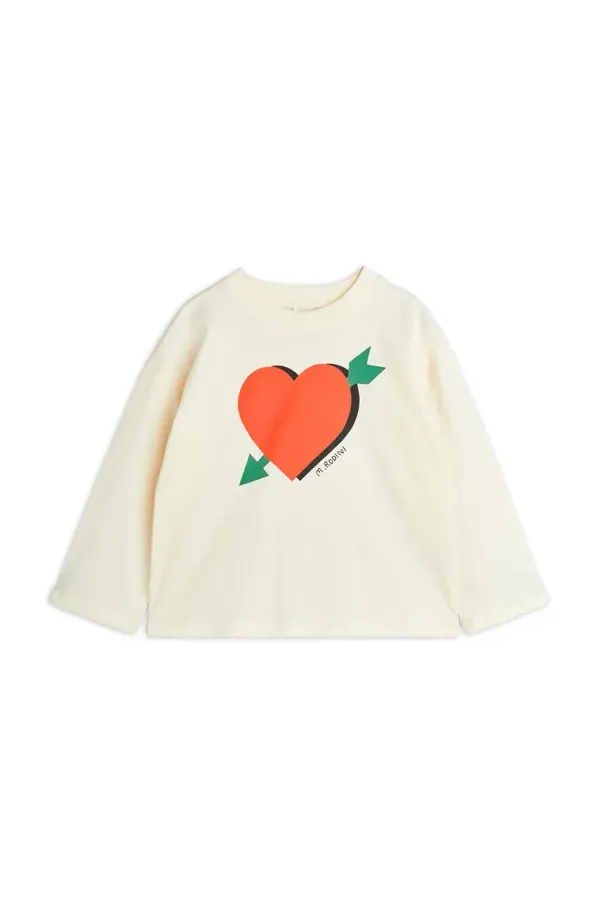 Mini Rodini Dječja pamučna majica dugih rukava Mini Rodini Arrowed heart boja: bež, 2522012511