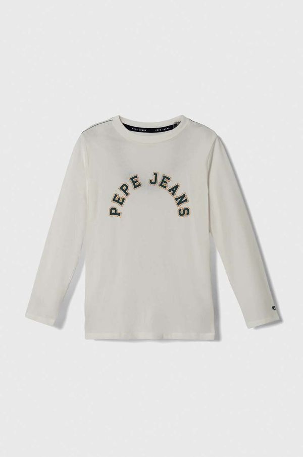 Pepe Jeans Dječja pamučna majica dugih rukava Pepe Jeans boja: bijela, s tiskom