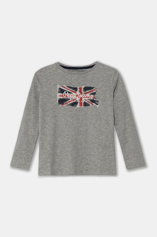Pepe Jeans Dječja pamučna majica dugih rukava Pepe Jeans CLAG LS boja: siva, s tiskom, PB503916