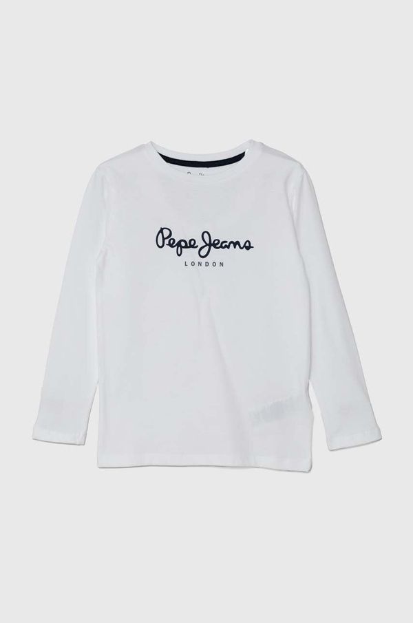 Pepe Jeans Dječja pamučna majica dugih rukava Pepe Jeans NEW HERMAN boja: bijela, s tiskom, PB503919
