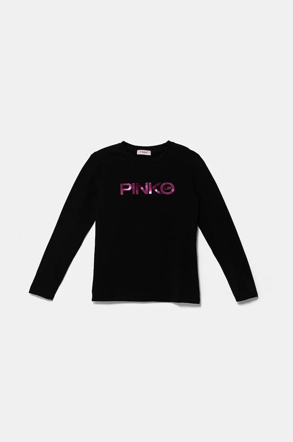 Pinko Up Dječja pamučna majica dugih rukava Pinko Up boja: crna, F4PIJGTH151