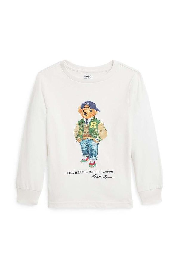 Polo Ralph Lauren Dječja pamučna majica dugih rukava Polo Ralph Lauren boja: bijela, s tiskom, 322883620010