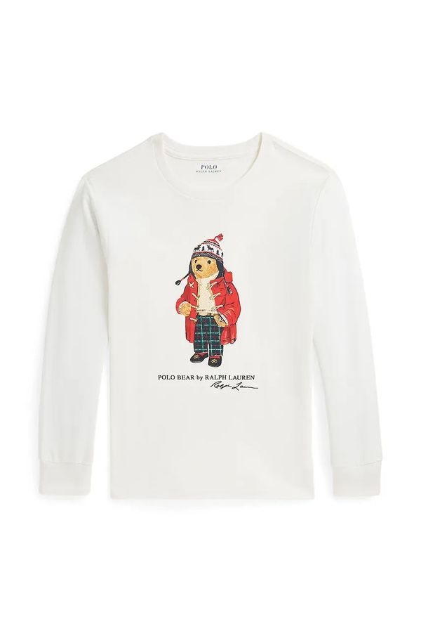 Polo Ralph Lauren Dječja pamučna majica dugih rukava Polo Ralph Lauren boja: bijela, s tiskom, 323883620008