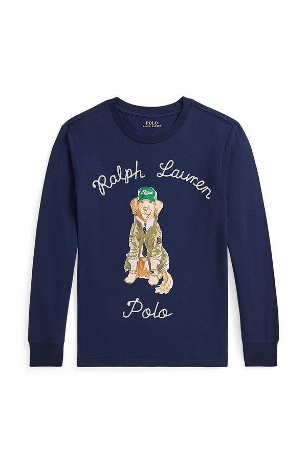 Polo Ralph Lauren Dječja pamučna majica dugih rukava Polo Ralph Lauren boja: tamno plava, 323953576001