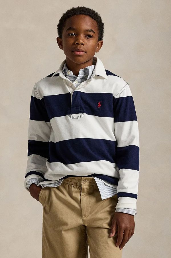Polo Ralph Lauren Dječja pamučna majica dugih rukava Polo Ralph Lauren boja: tamno plava, s uzorkom, 323932280001