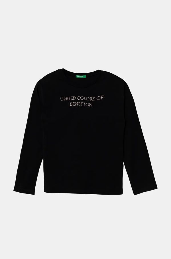 United Colors of Benetton Dječja pamučna majica dugih rukava United Colors of Benetton boja: crna, 3I1XC10JS