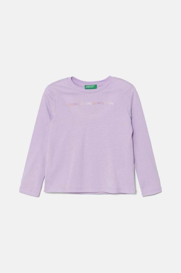 United Colors of Benetton Dječja pamučna majica dugih rukava United Colors of Benetton boja: ljubičasta, 3I9WG10F7