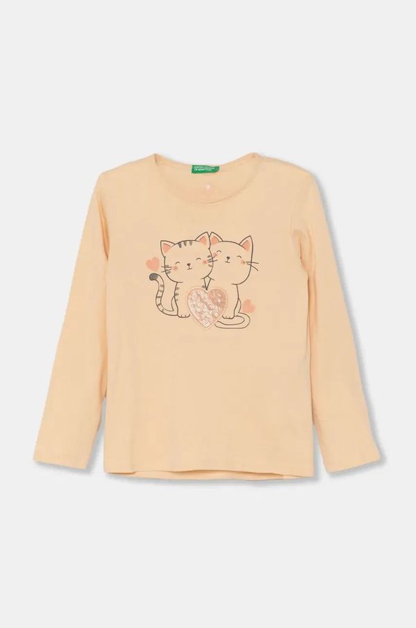 United Colors of Benetton Dječja pamučna majica dugih rukava United Colors of Benetton boja: narančasta, 3I1XG10FJ
