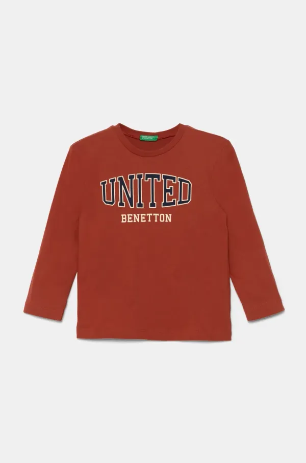 United Colors of Benetton Dječja pamučna majica dugih rukava United Colors of Benetton boja: narančasta, s tiskom, 3ATNG10G6