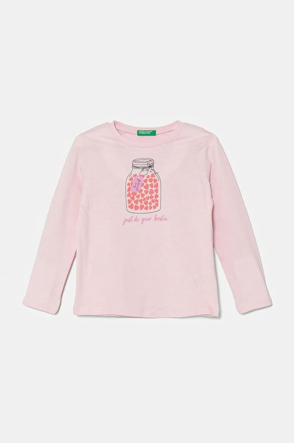 United Colors of Benetton Dječja pamučna majica dugih rukava United Colors of Benetton boja: ružičasta, 3096G10H1