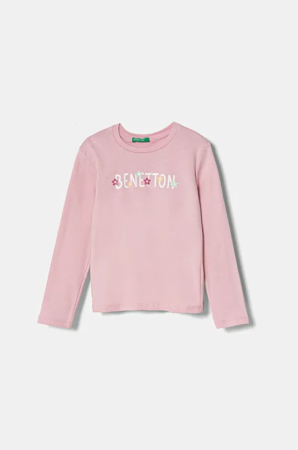 United Colors of Benetton Dječja pamučna majica dugih rukava United Colors of Benetton boja: ružičasta, 3I9WG10HV