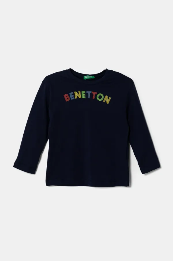 United Colors of Benetton Dječja pamučna majica dugih rukava United Colors of Benetton boja: tamno plava, 3I1XG10HS