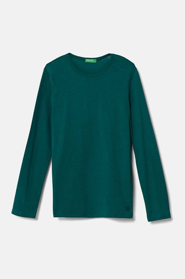 United Colors of Benetton Dječja pamučna majica dugih rukava United Colors of Benetton boja: zelena, 3I1XC10DA