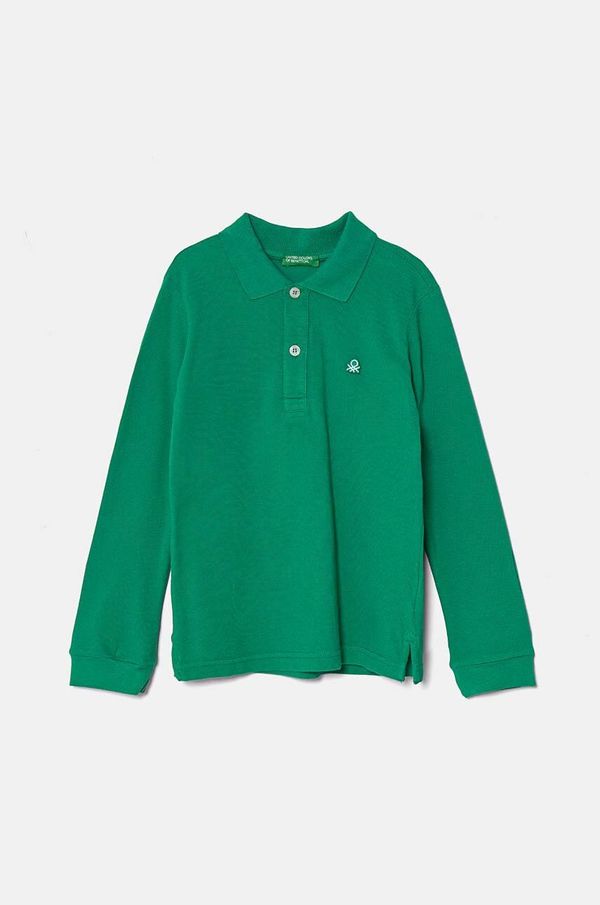 United Colors of Benetton Dječja pamučna majica dugih rukava United Colors of Benetton boja: zelena, bez uzorka, 3089G3009