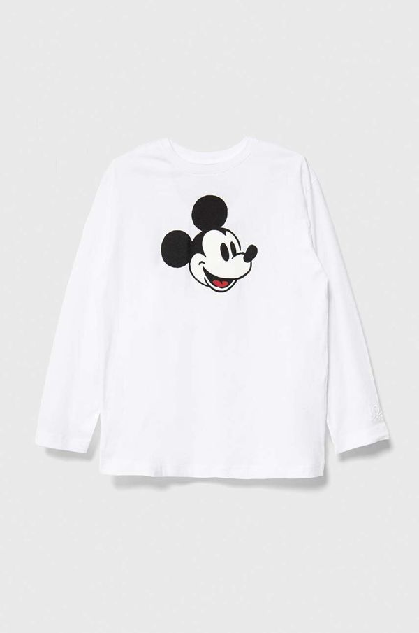United Colors of Benetton Dječja pamučna majica dugih rukava United Colors of Benetton x Disney boja: bijela, s tiskom
