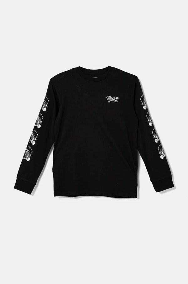 Vans Dječja pamučna majica dugih rukava Vans Bad 2 Da Bone boja: crna, s tiskom, VN000JWKBLK1