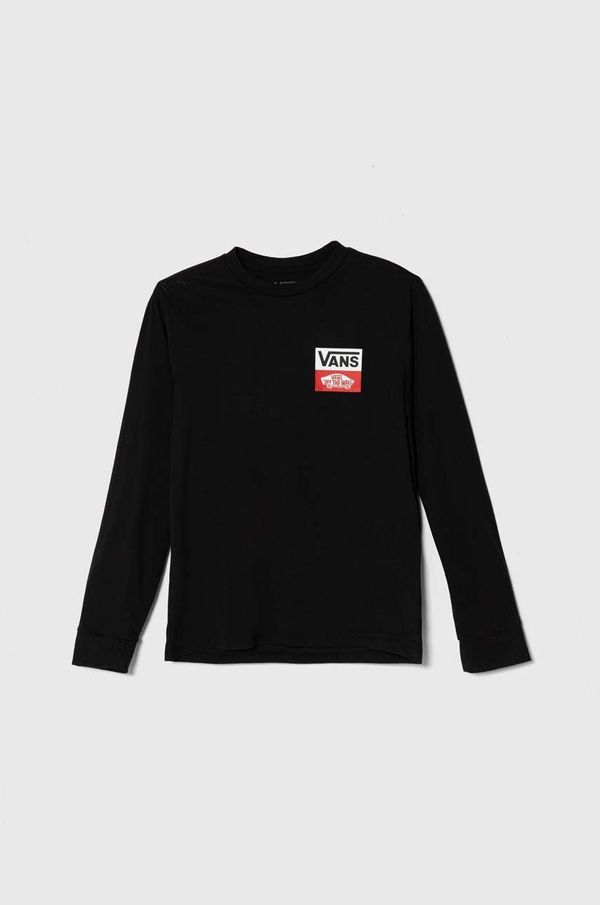 Vans Dječja pamučna majica dugih rukava Vans OG LOGO LS boja: crna, s tiskom