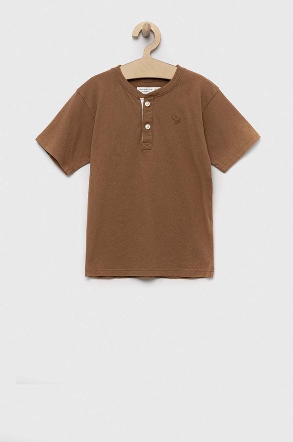 Abercrombie & Fitch Dječja pamučna majica kratkih rukava Abercrombie & Fitch boja: smeđa, glatki model