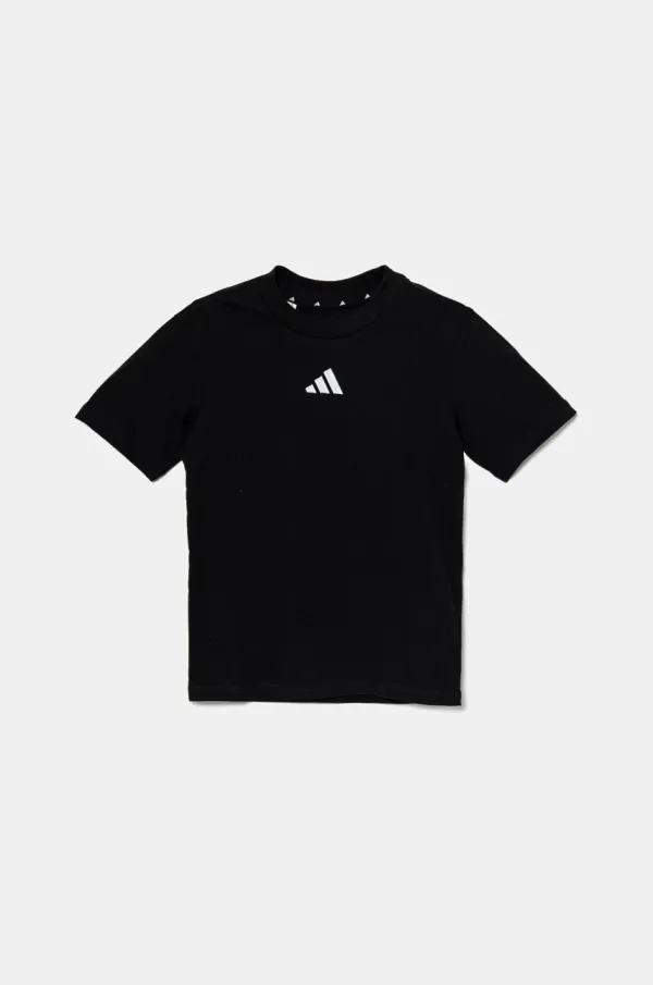 adidas Dječja pamučna majica kratkih rukava adidas boja: crna, s aplikacijom, JC9776