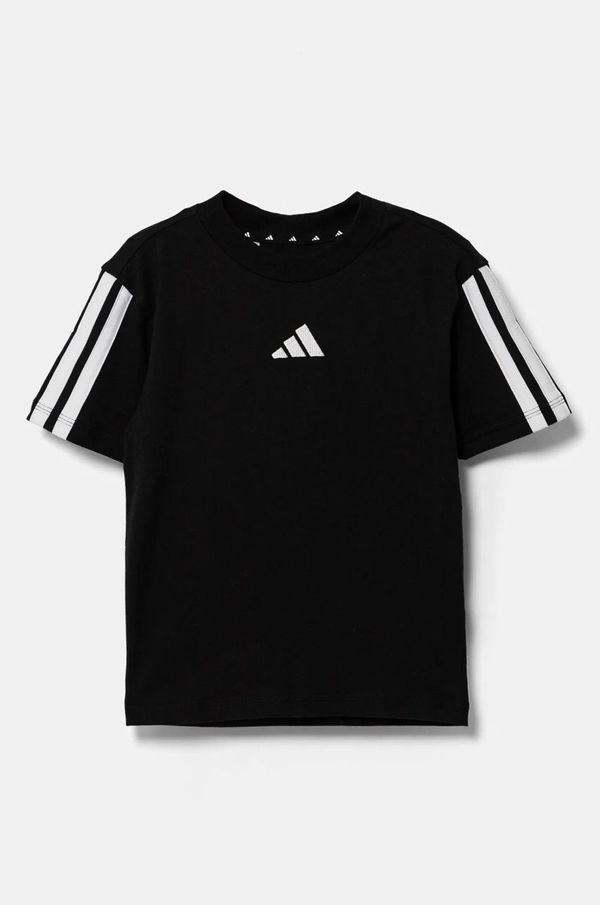 adidas Dječja pamučna majica kratkih rukava adidas boja: crna, s aplikacijom, JE0317