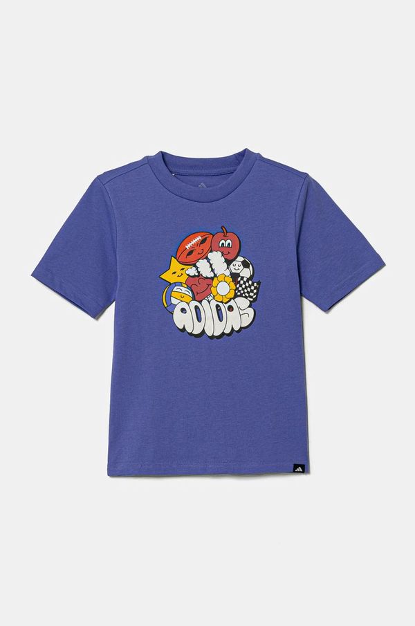 adidas Dječja pamučna majica kratkih rukava adidas boja: ljubičasta, s tiskom, JI6692
