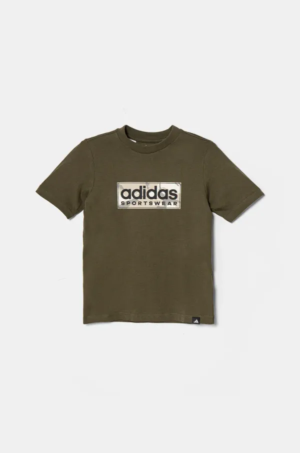 adidas Dječja pamučna majica kratkih rukava adidas boja: zelena, s tiskom, JX6872