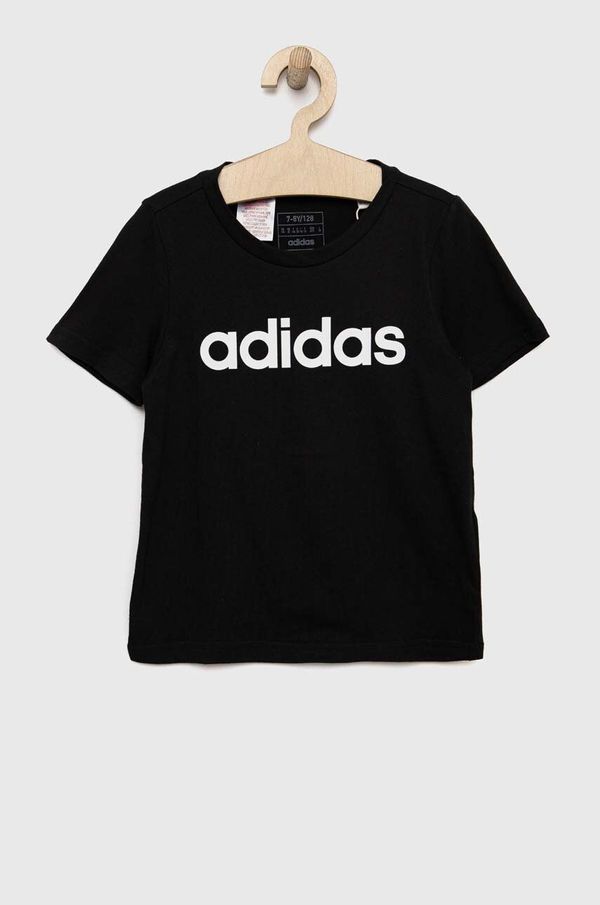 adidas Dječja pamučna majica kratkih rukava adidas G LIN boja: crna