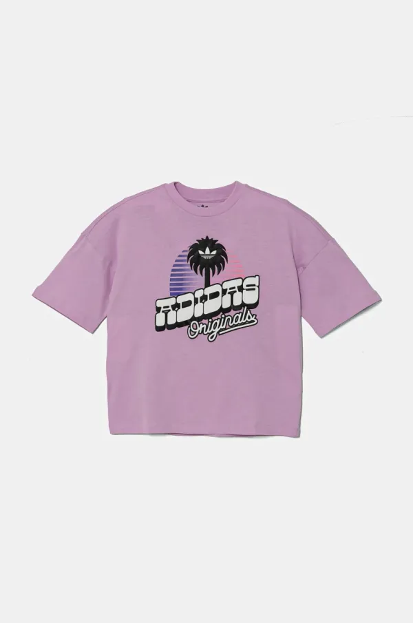 adidas Originals Dječja pamučna majica kratkih rukava adidas Originals boja: ljubičasta, s tiskom, JD0372