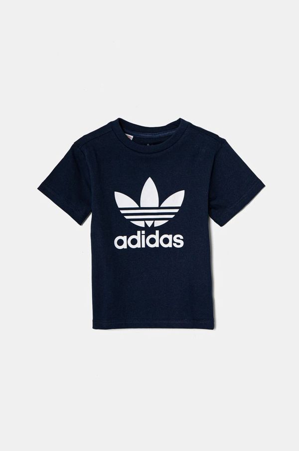 adidas Originals Dječja pamučna majica kratkih rukava adidas Originals boja: tamno plava, s tiskom, IY2382