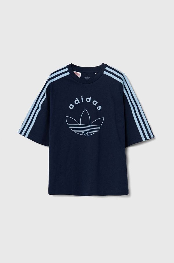 adidas Originals Dječja pamučna majica kratkih rukava adidas Originals boja: tamno plava, s tiskom, IZ4549