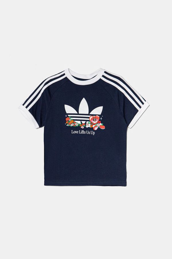 adidas Originals Dječja pamučna majica kratkih rukava adidas Originals boja: tamno plava, s tiskom, JD0389