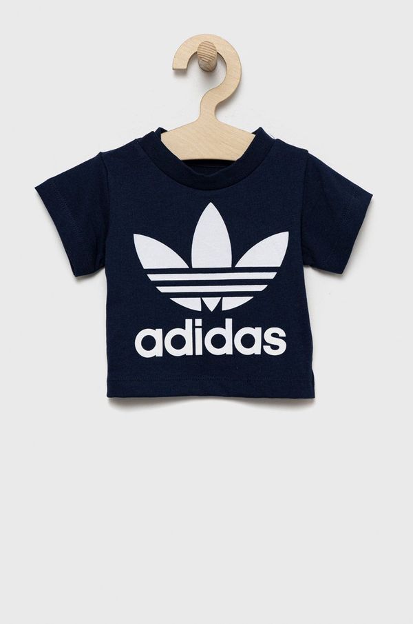 adidas Originals Dječja pamučna majica kratkih rukava adidas Originals boja: tamno plava, s tiskom