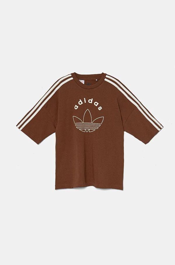 adidas Originals Dječja pamučna majica kratkih rukava adidas Originals TEE boja: smeđa, s aplikacijom, IY9543