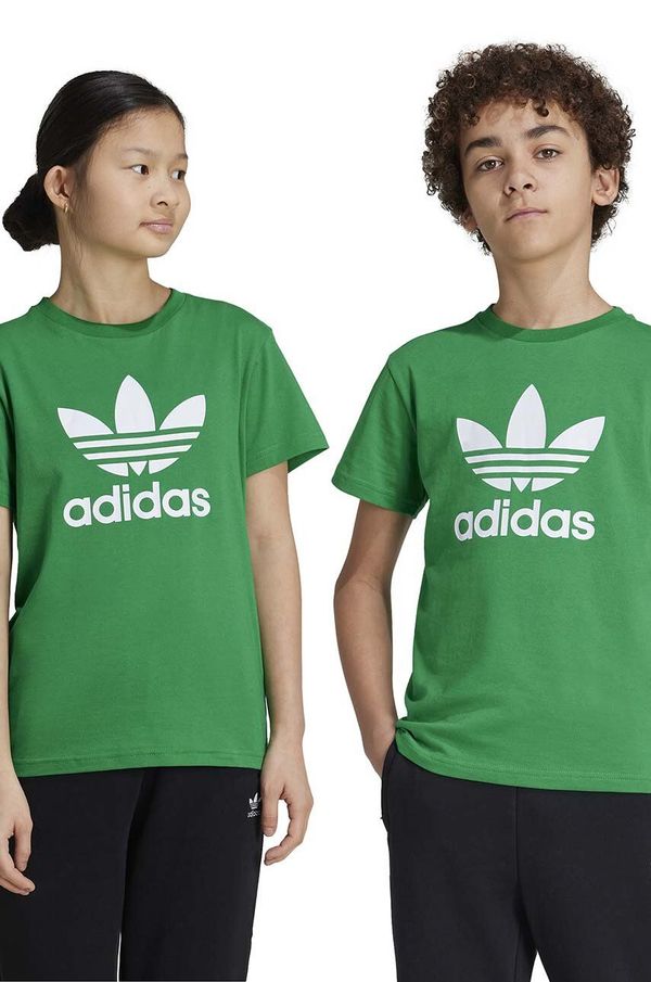 adidas Originals Dječja pamučna majica kratkih rukava adidas Originals TREFOIL TEE boja: zelena, s tiskom, IY4003