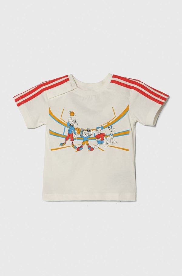 adidas Dječja pamučna majica kratkih rukava adidas x Disney boja: bež, s tiskom