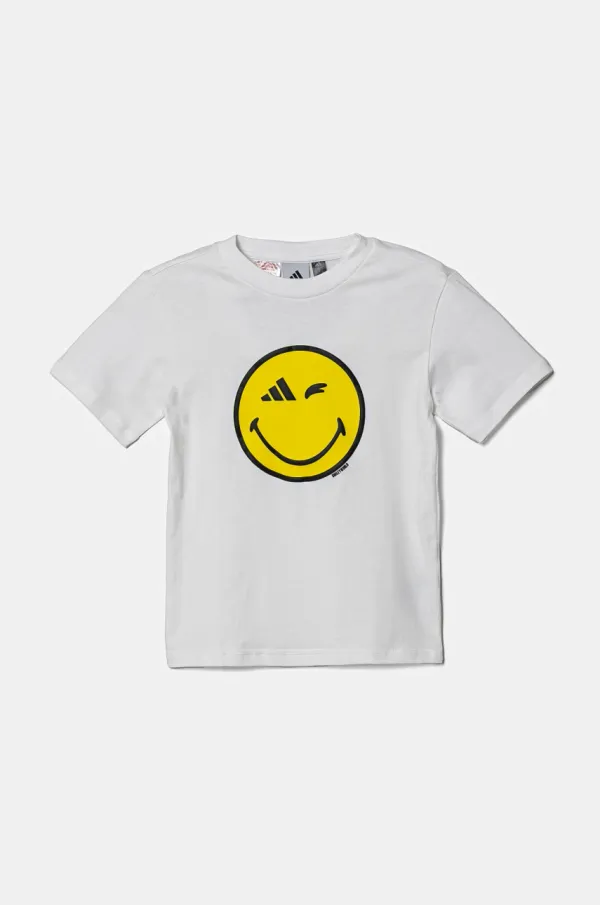 adidas Dječja pamučna majica kratkih rukava adidas x Smiley World boja: bijela, s tiskom, JJ3071
